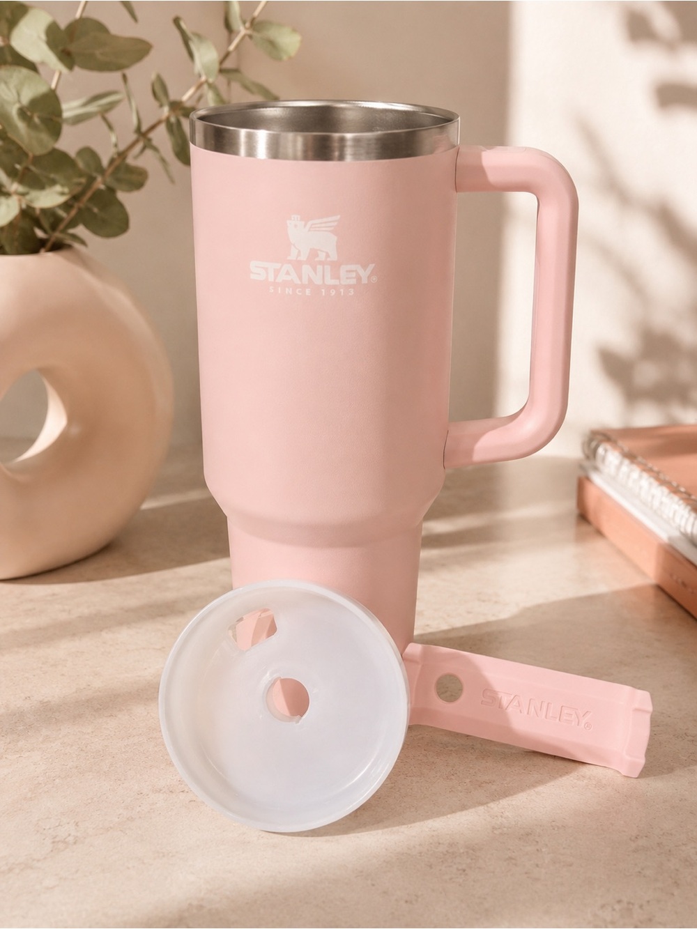 Stanley 40 oz Pink Tumbler with Handle & Lid EUC